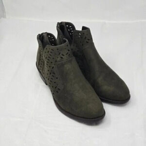 Euro Sofft Catarina Ankle Boots Laser Cut Out Suede green size 6.5 M